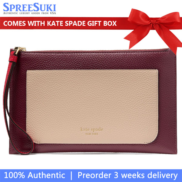 Kate Spade Ava Colorblocked Wristlet Cherry Juice Multi Dark Red # KD952