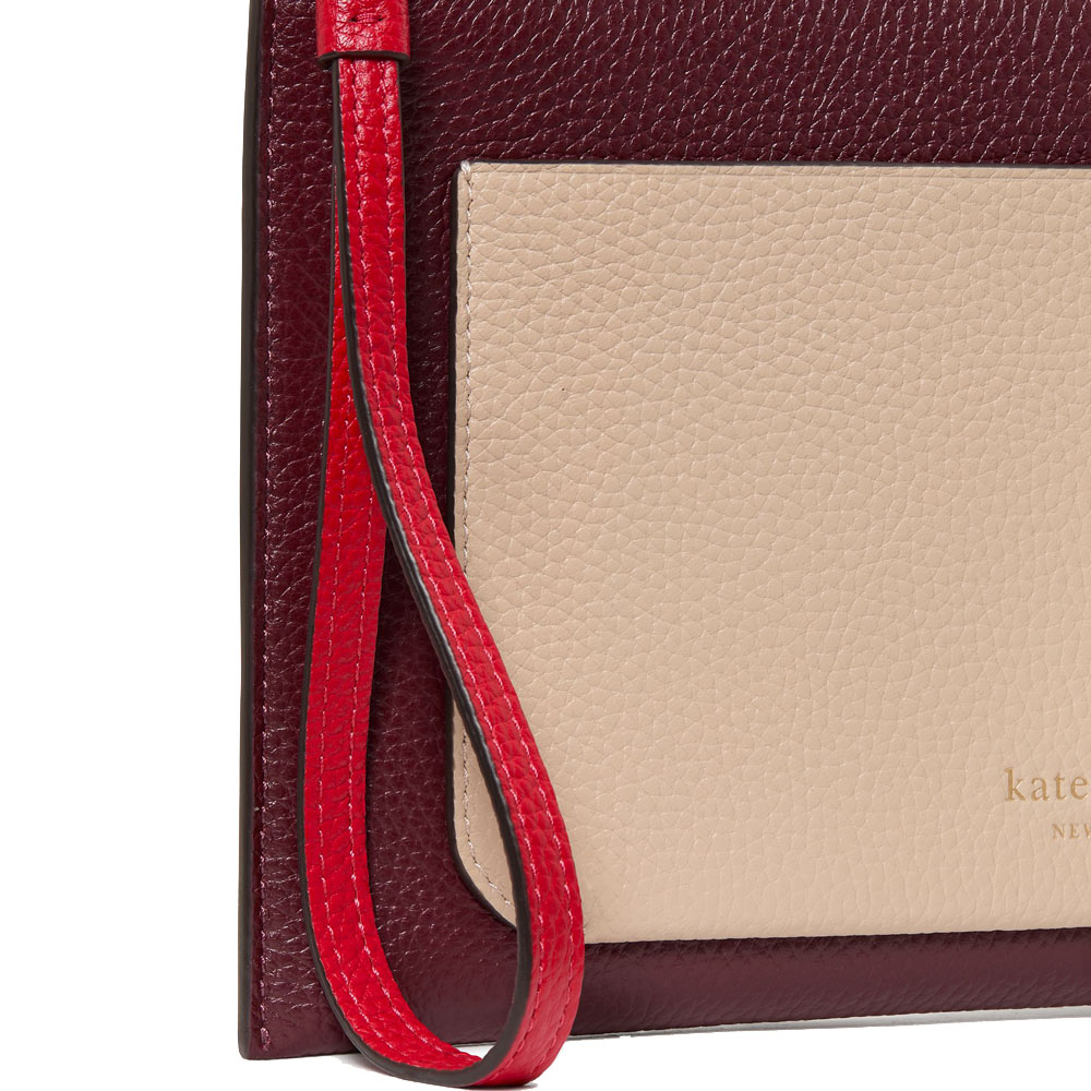 Kate Spade Ava Colorblocked Wristlet Cherry Juice Multi Dark Red # KD952