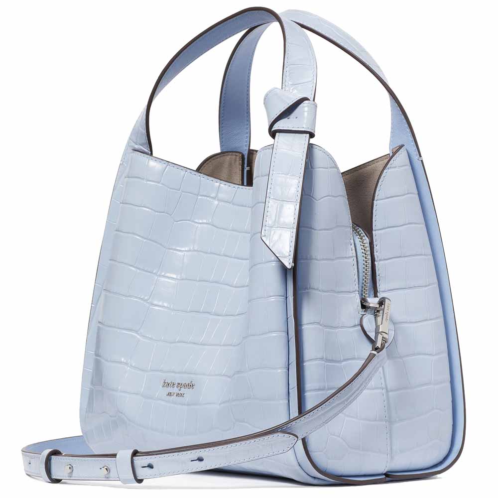 Kate Spade Knott Croc-Embossed Medium Crossbody Tote North Star Light blue # KE119