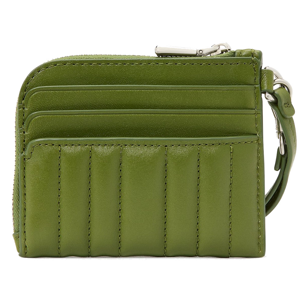 Kate Spade Deco Quilted Card Case Wristlet Jungle Vine Army Green # KI758