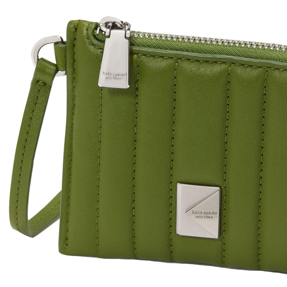 Kate Spade Deco Quilted Card Case Wristlet Jungle Vine Army Green # KI758
