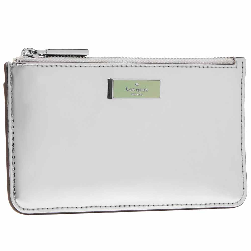 Kate Spade Bridget Mirror Metallic Large Slim Card Holder Silver # KM557
