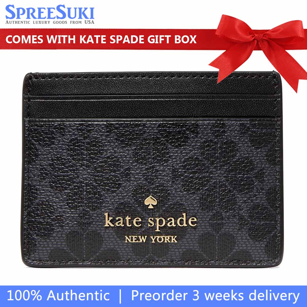 Kate Spade Spade Flower Small Slim Card Holder Black # KI371