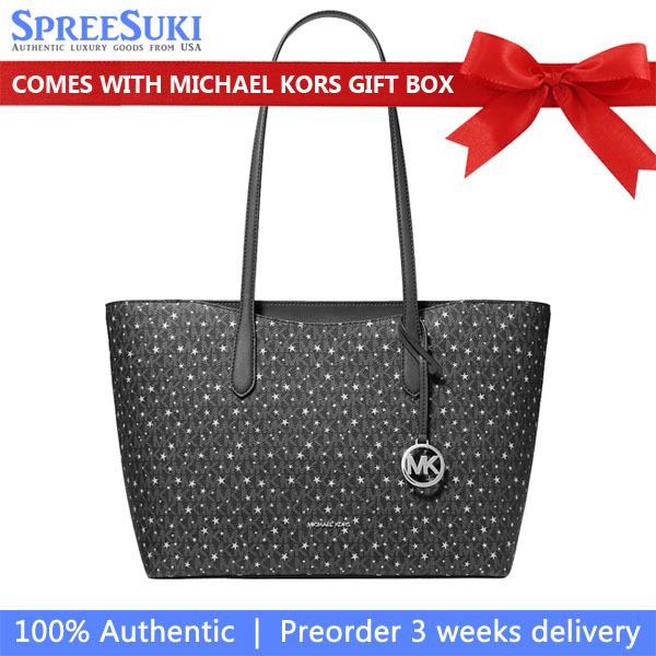 Michael Kors Arden Large Printed Signature Logo Tote Bag Black # 35F5S4XT3I