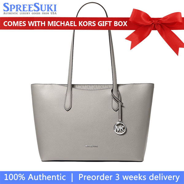 Michael Kors Arden Large Top-Zip Tote Bag Pearl Grey # 35F5S4XT3L