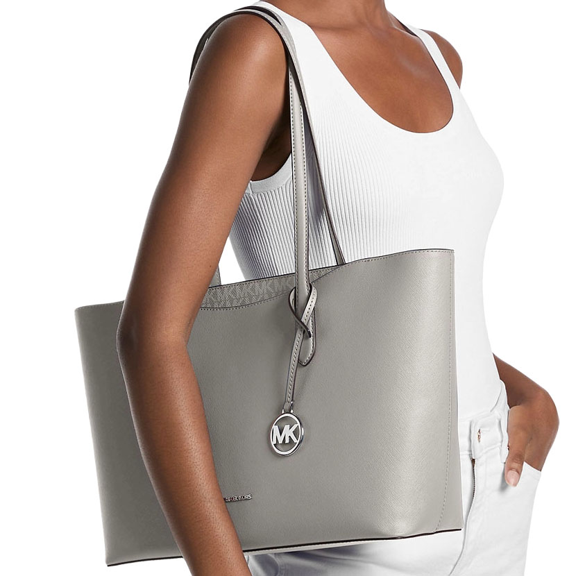 Michael Kors Arden Large Top-Zip Tote Bag Pearl Grey # 35F5S4XT3L