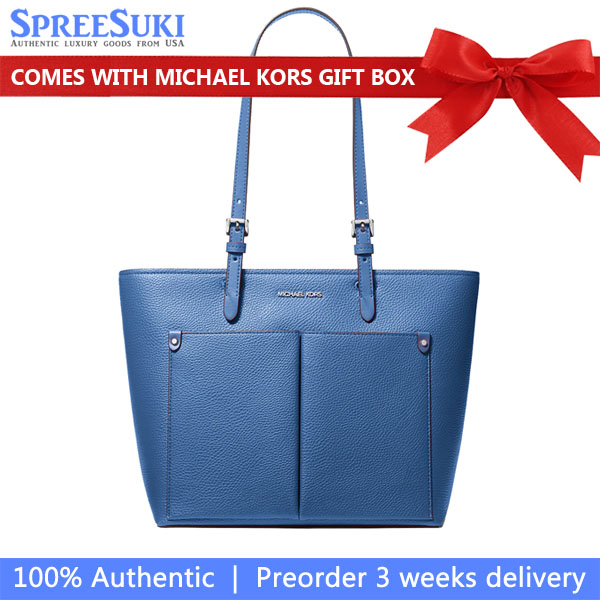 Michael Kors Jet Set Medium Pocket Tote Bag Galaxy Blue # 35H3STVT6B