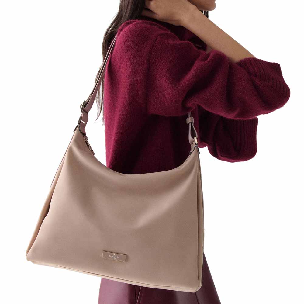Kate Spade Carter Nylon Large Convertible Crossbody Warm Beige # KL963