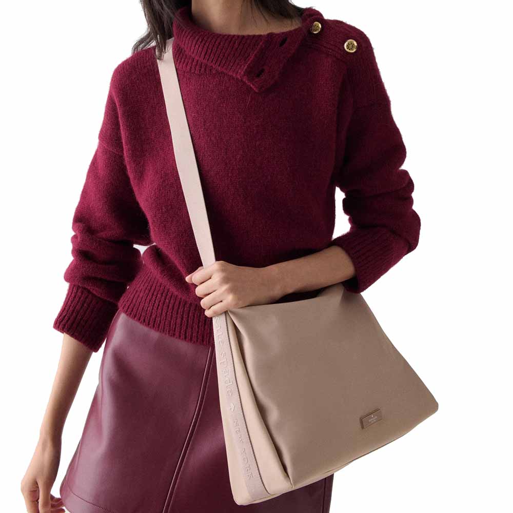 Kate Spade Carter Nylon Large Convertible Crossbody Warm Beige # KL963
