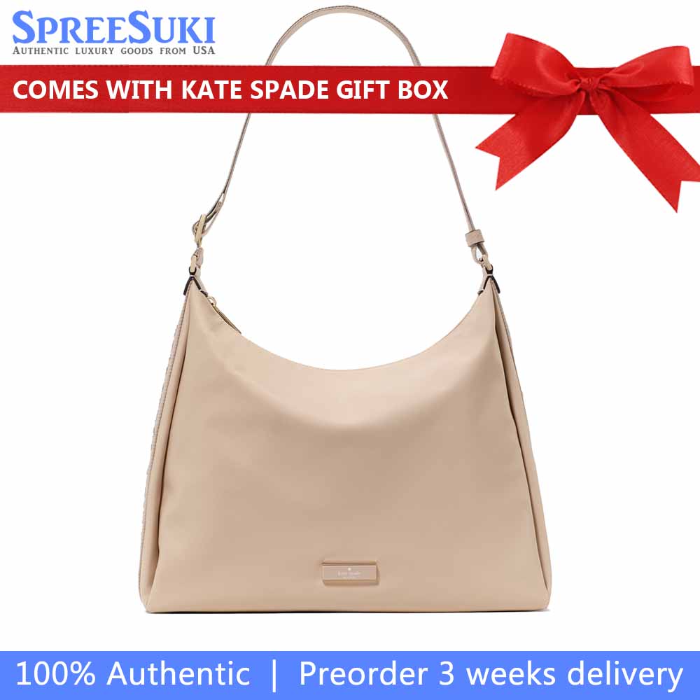 Kate Spade Carter Nylon Large Convertible Crossbody Warm Beige # KL963