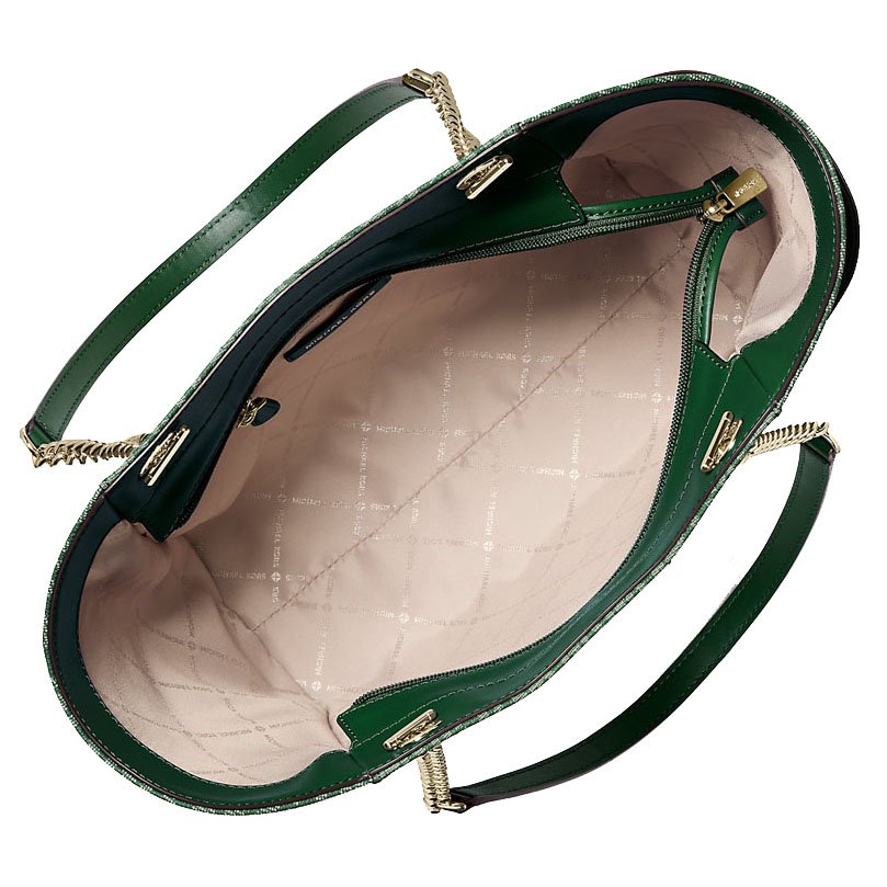 Michael Kors Jet Set Travel Large Chain Shoulder Tote Moss Green # 35S4GTVT3B