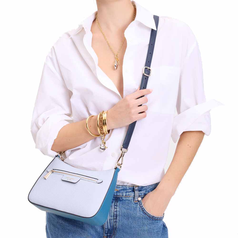 Kate Spade Hudson Colorblocked Convertible Crossbody Pale Sapphirine Multi Light Purple # KF853