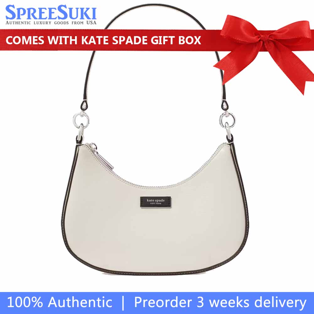 Kate Spade Sam Icon Shiny Small Convertible Crossbody Parchment Off White # KG099