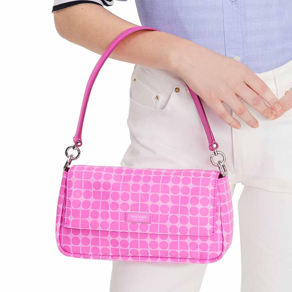 Kate Spade Noel Jacquard Convertible Crossbody Vivid Snapdragon Multi Hotpink # KF864