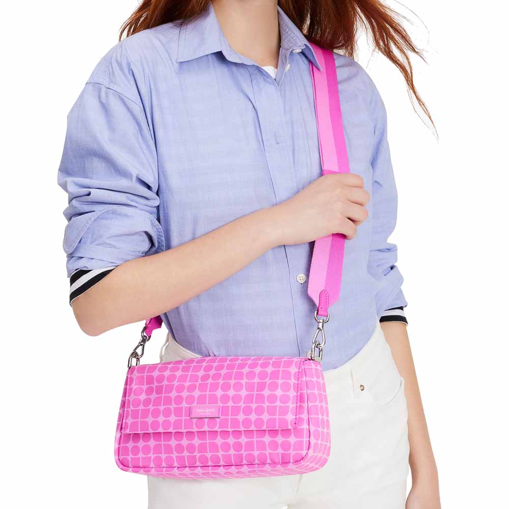 Kate Spade Noel Jacquard Convertible Crossbody Vivid Snapdragon Multi Hotpink # KF864