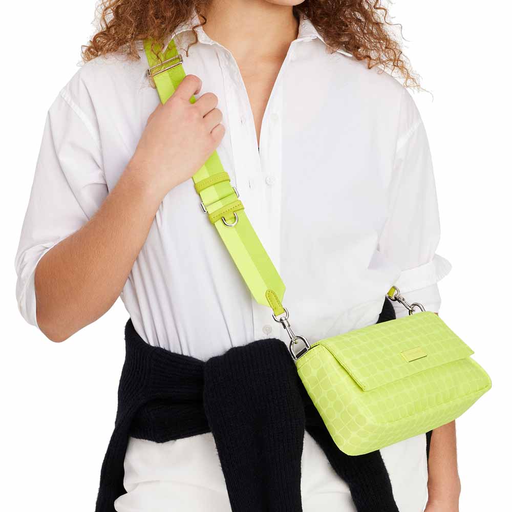 Kate Spade Noel Jacquard Convertible Crossbody Wasabi Multi Fluorescent Green # KF864
