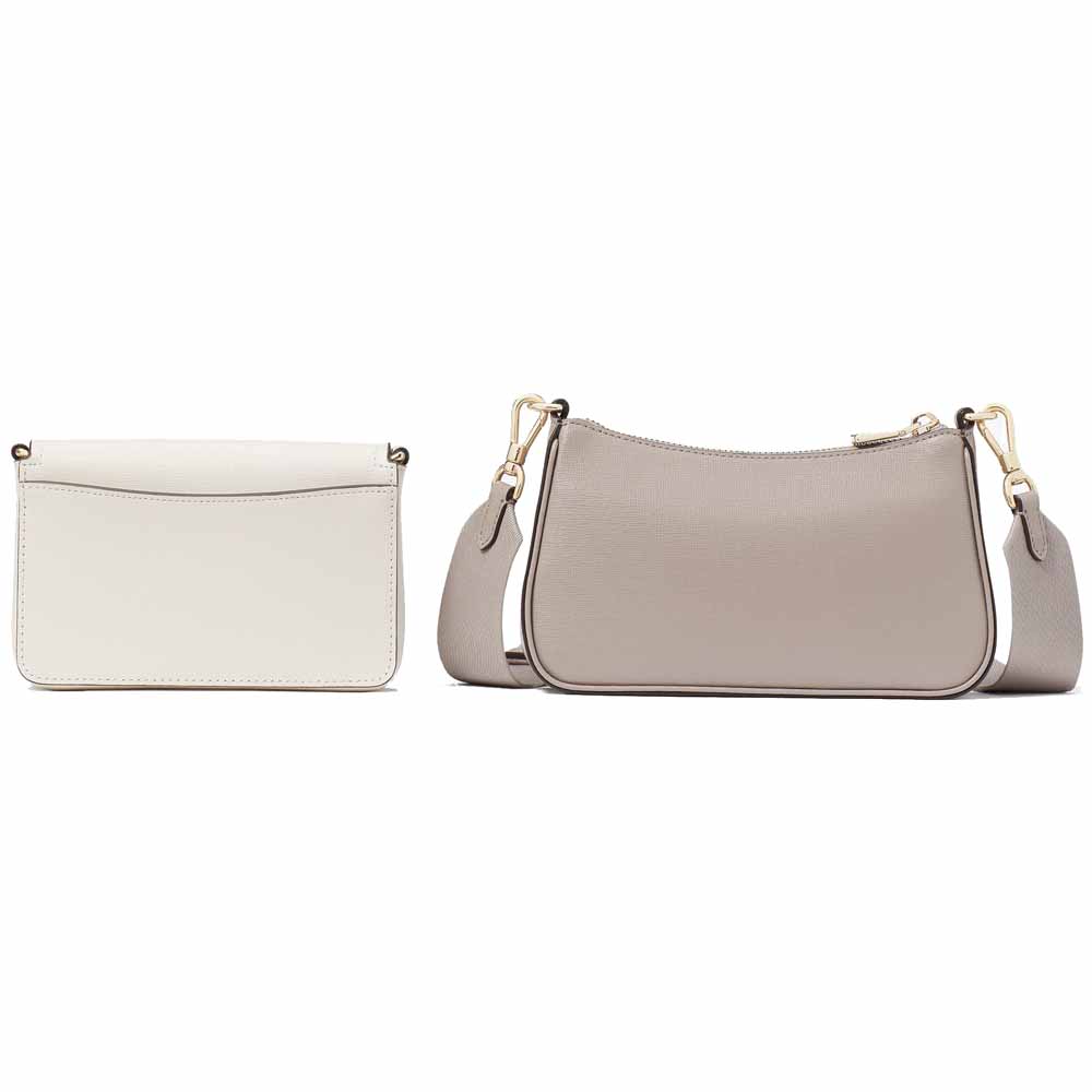 Kate Spade Double Up Colorblocked Crossbody Warm Taupe Multi Ivory # KD051