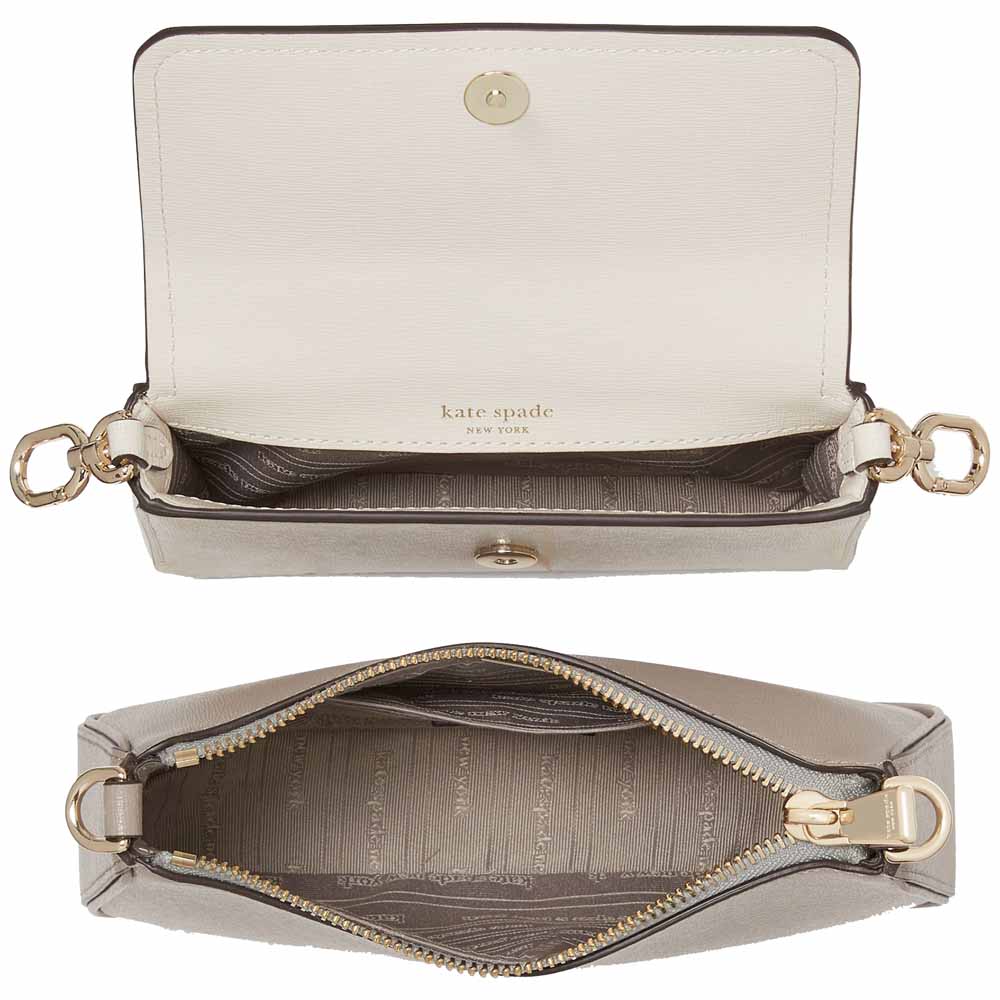 Kate Spade Double Up Colorblocked Crossbody Warm Taupe Multi Ivory # KD051