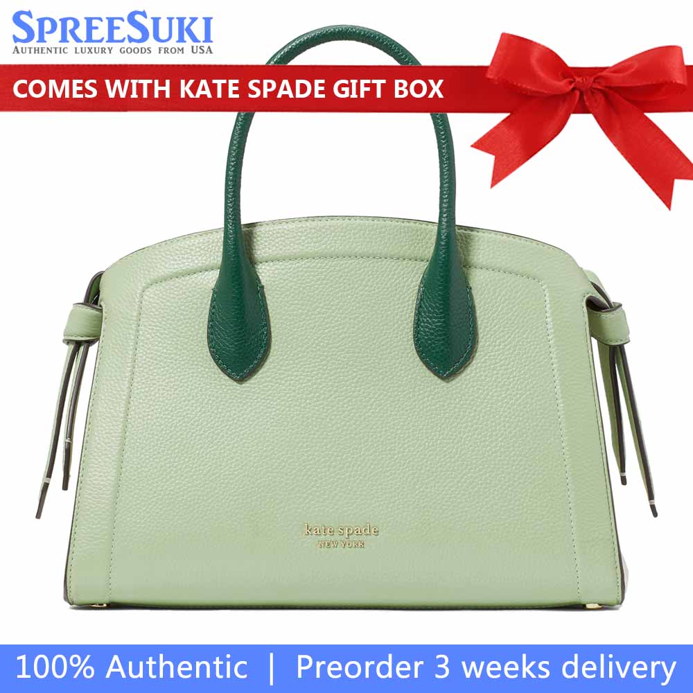 Kate Spade Knott Colorblocked Medium Zip-Top Satchel Beach Glass Multi Emerald Green # KG850