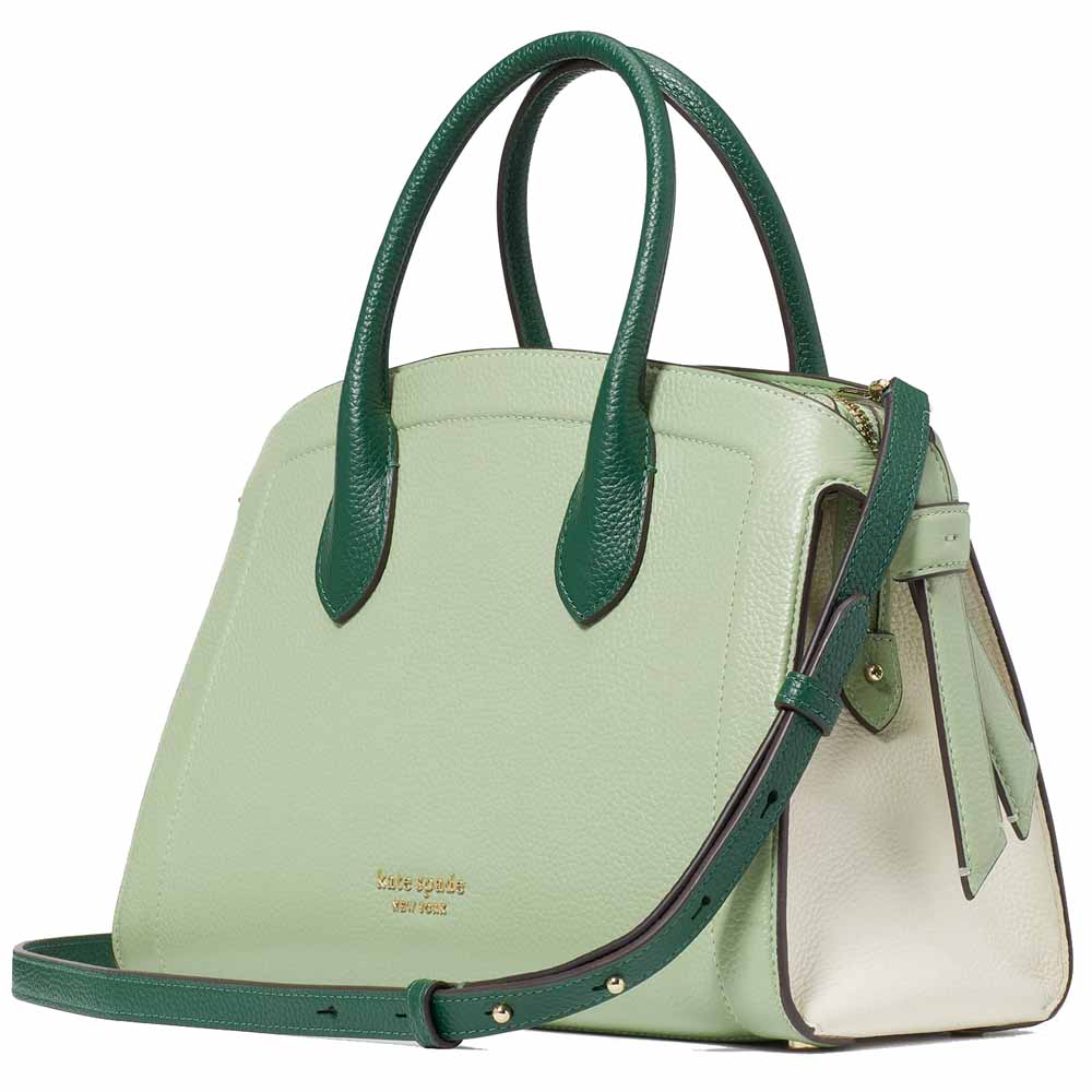 Kate Spade Knott Colorblocked Medium Zip-Top Satchel Beach Glass Multi Emerald Green # KG850