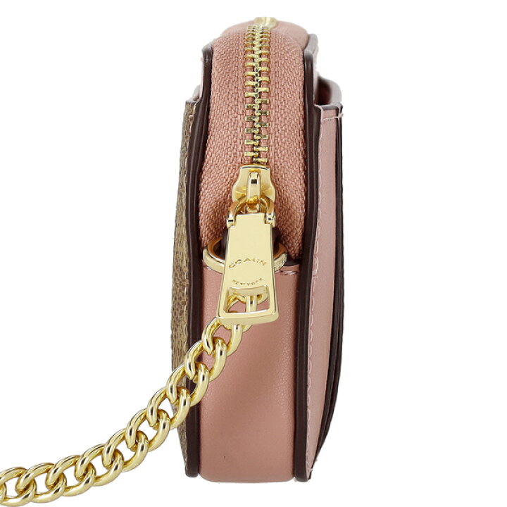 Coach Zip Card Case Signature Card Holder Tan Pink Petal # CW883