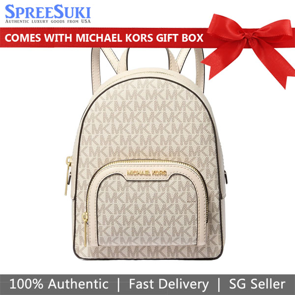 Michael Kors Jaycee Extra-Small Signature Logo Backpack Light Cream Multi Off White # 35T2G8TB1B