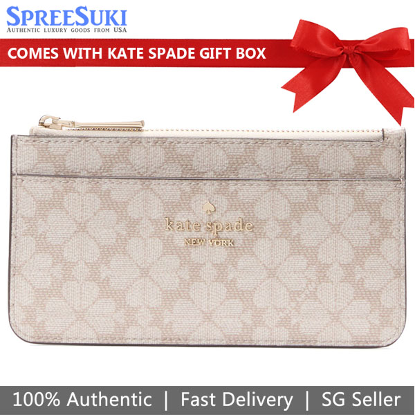 Kate Spade Spade Flower Large Slim Card Holder Dark Beige Multi # KK895