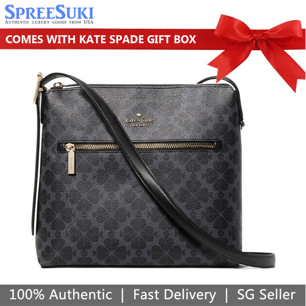 Kate Spade Spade Flower Large Swingpack Buckle Crossbody Black # KM717