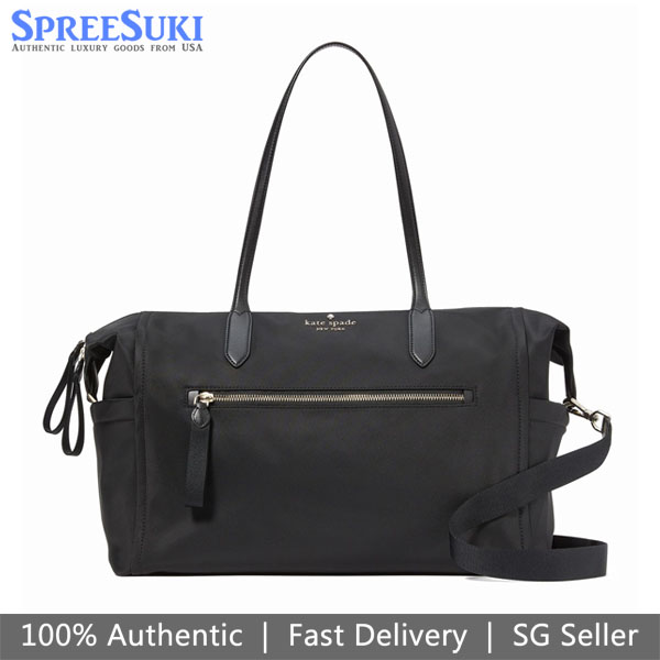 Kate Spade Tote Crossbody Bag Chelsea Weekender Nylon Travel Bag Flight Vacation Black # KC525