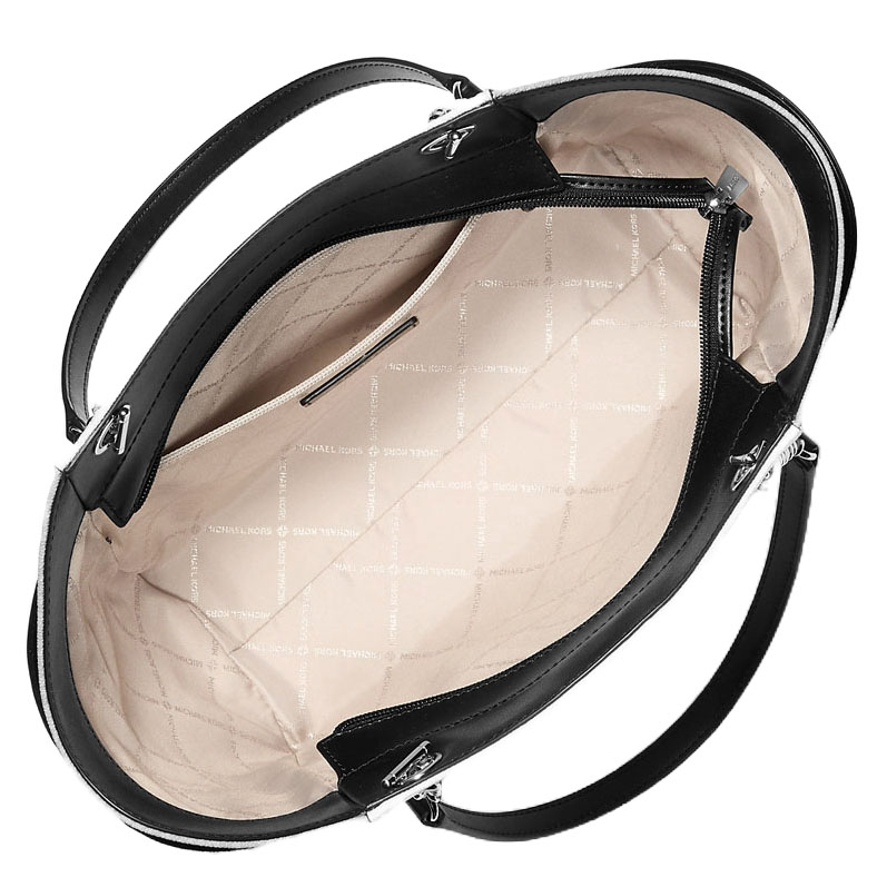 Michael Kors Jet Set Large Color-Block Signature Logo Shoulder Bag Optic White Multi Off White # 35S5STVE3B