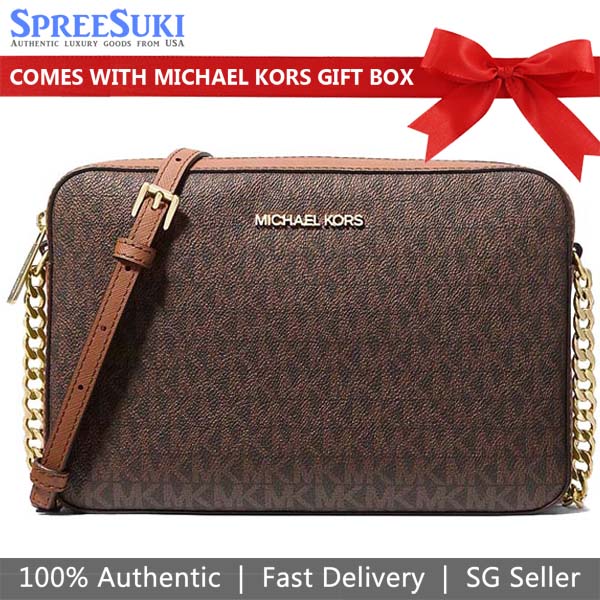 Michael Kors Sling Bag Jet Set Large Crossbody Brown # 35F8GTTC3B