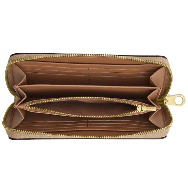 Coach Long Wallet Long Zip Around Wallet Signature Canvas Sand Chalk Beige # CW778