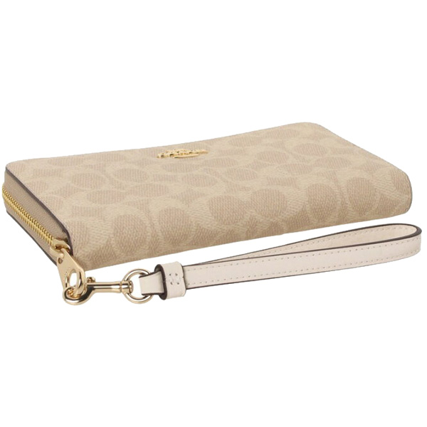 Coach Long Wallet Long Zip Around Wallet Signature Canvas Sand Chalk Beige # CW778
