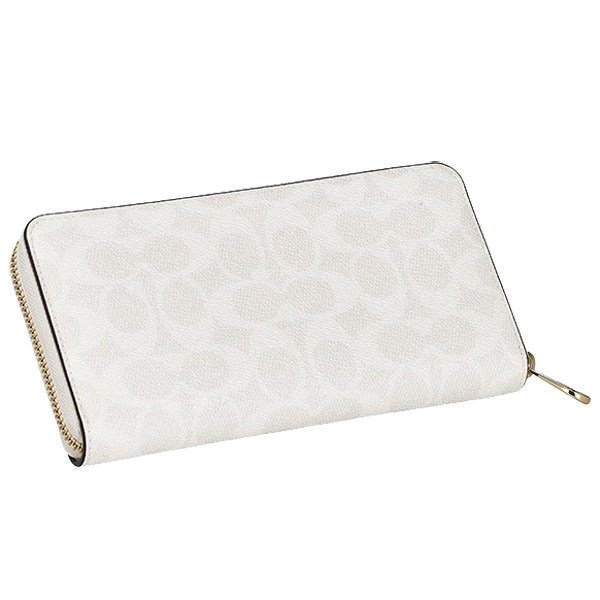 Coach Long Wallet Long Zip Around Wallet Signature Canvas White Chalk Off White # CW778