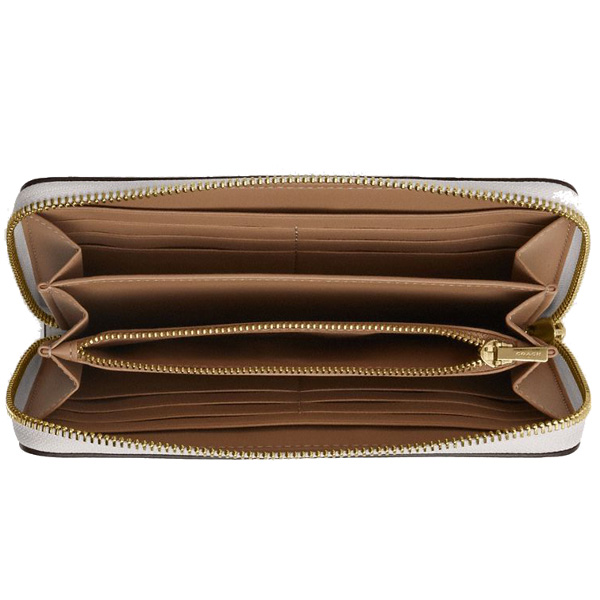 Coach Long Wallet Long Zip Around Wallet Signature Canvas White Chalk Off White # CW778