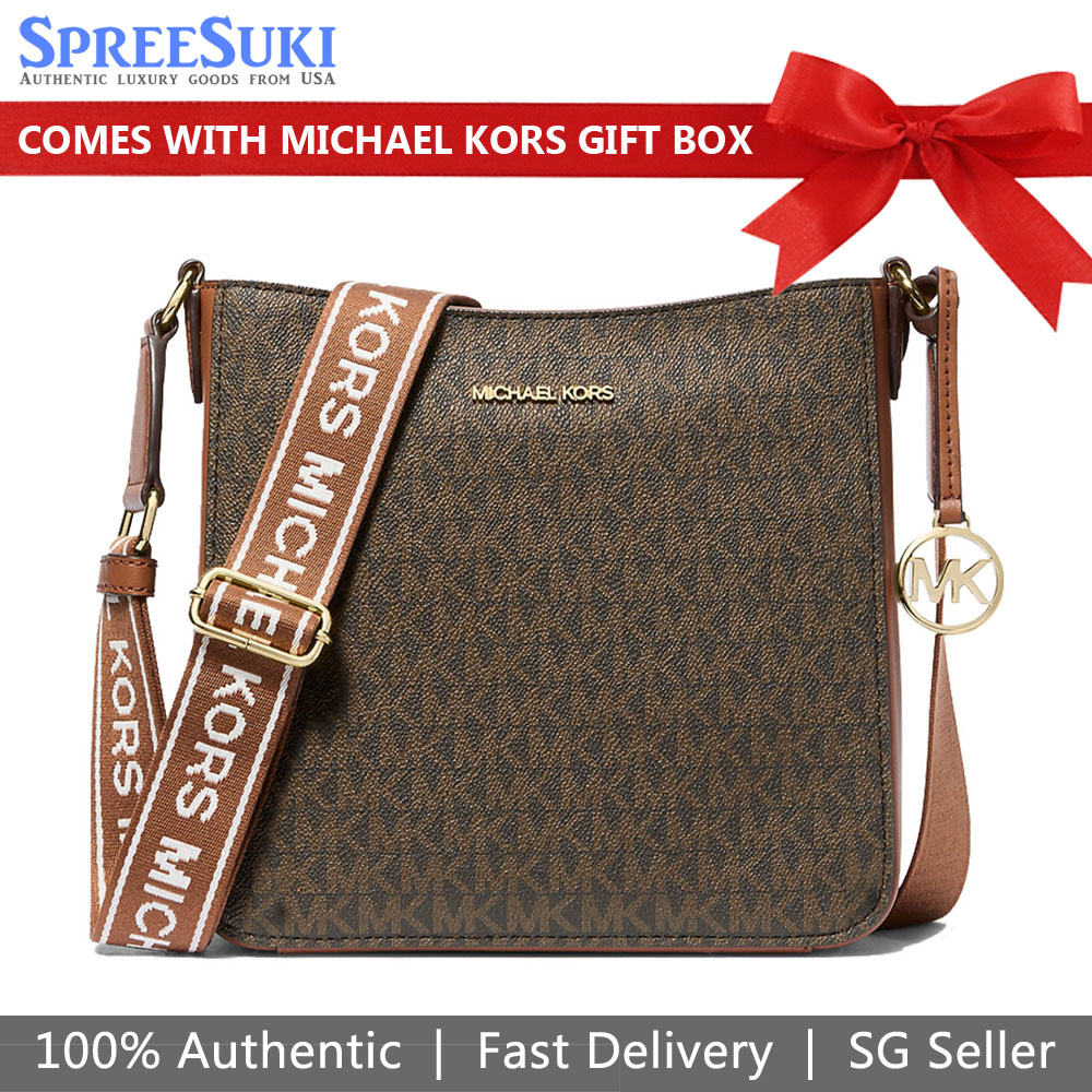 Michael Kors Jet Set Travenuel Small Signature Logo Messenger Bag Brown # 35S5GTVC1B