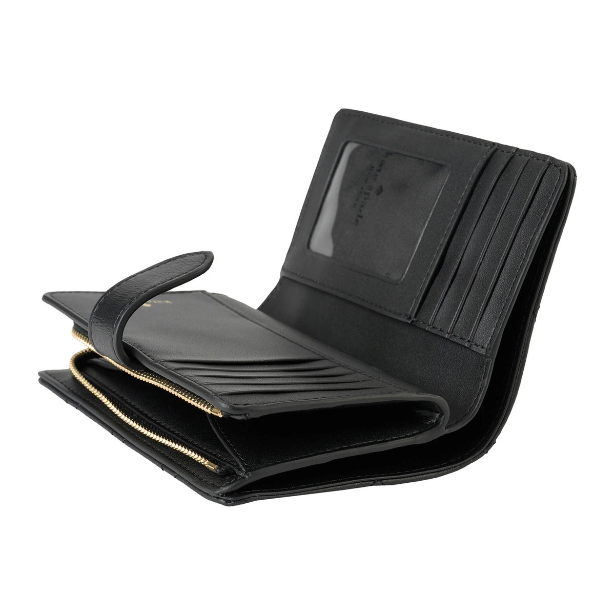 Kate Spade Medium Wallet Carey Smooth Quilted Medium Compact Bifold Black # KG424