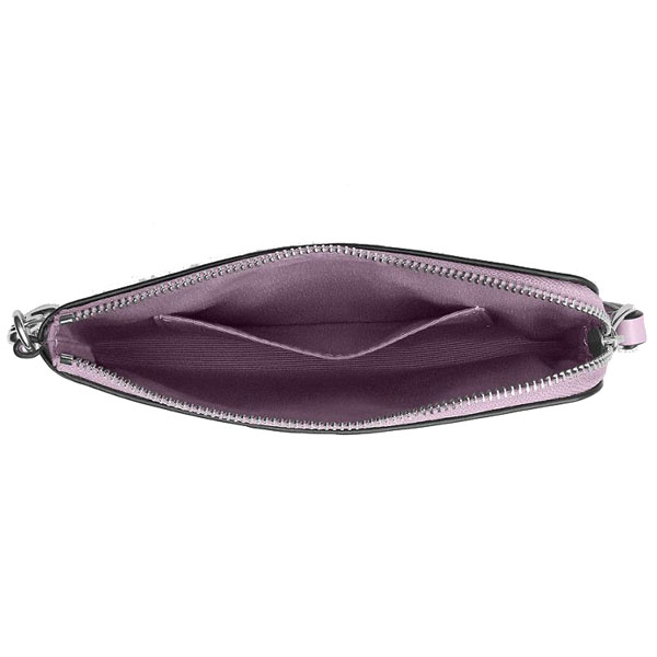 Coach Corner Zip Wristlet In Signature Leather With Heart Charm Silver Light Violet Light Purple # CDF04