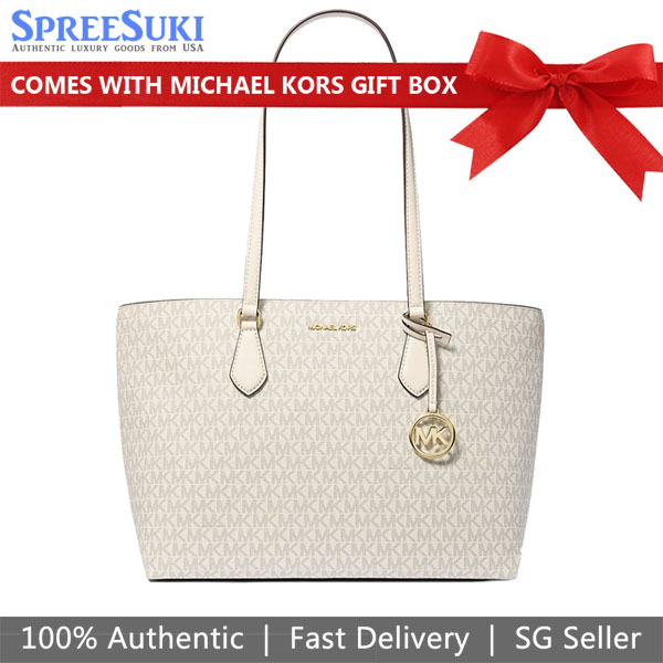 Michael Kors Sheila Large Signature Logo Tote Bag Light Cream Multi Off White # 35S4G6HT9B