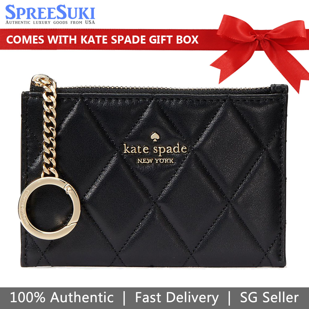 Kate Spade Carey Smooth Quilted Leather Small Card Holder Black # KG426
