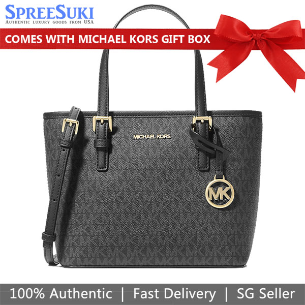 Michael Kors Sling Bag Crossbody Jet Set Travel Extra Small Carryall Convertible Top Zip Tote Black # 35T9GTVT0B