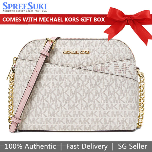 Michael Kors Crossbody Bag Signature Medium Dome Crossbody Powder Blush Multi Blush Pink # 35F1GTVC6B