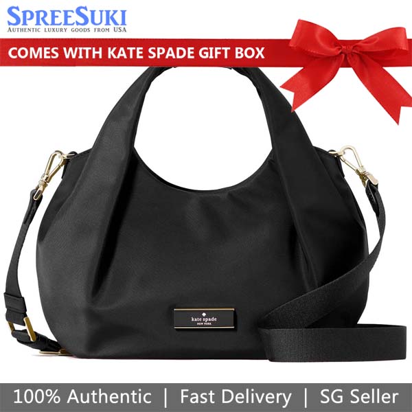 Kate Spade Carter Nylon Small Pleated Crossbody Black # KL965