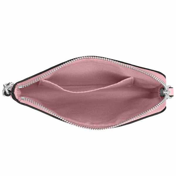 Coach Corner Zip Wristlet In Signature Leather With Heart Charm Silver Pink Light pink # CDF04