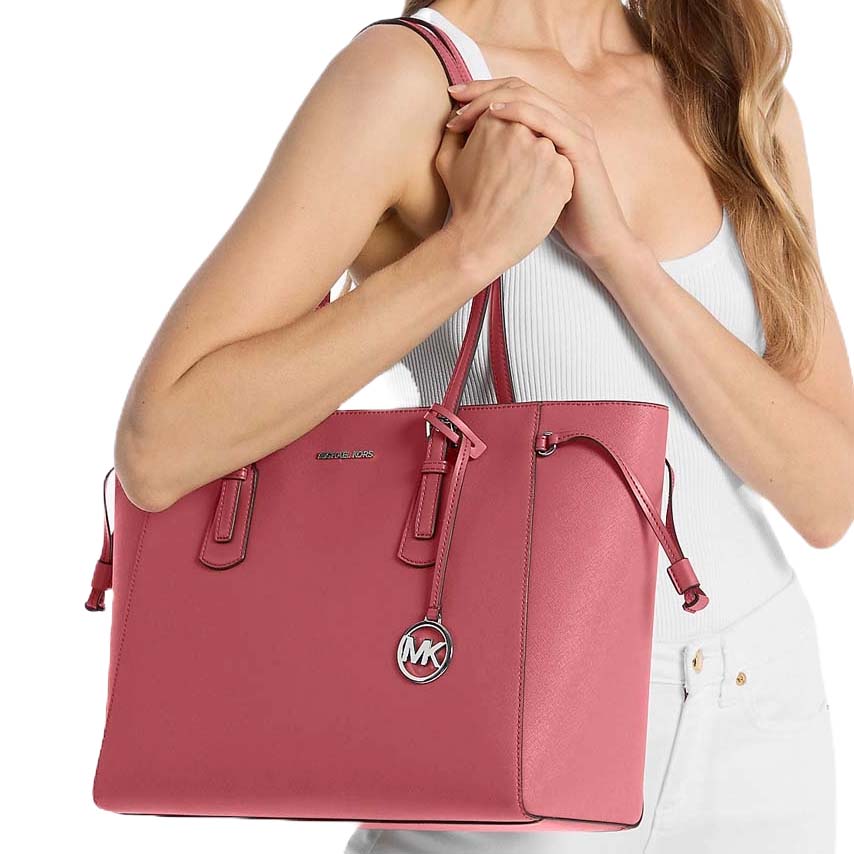 Michael Kors Voyager Large Saffiano Leather Tote Bag Hibiscus Pink # 35R6SV6T7L