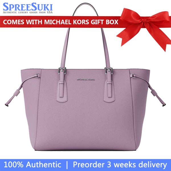 Michael Kors Voyager Large Saffiano Leather Tote Bag Light Quartz Light Purple # 35R6SV6T7L