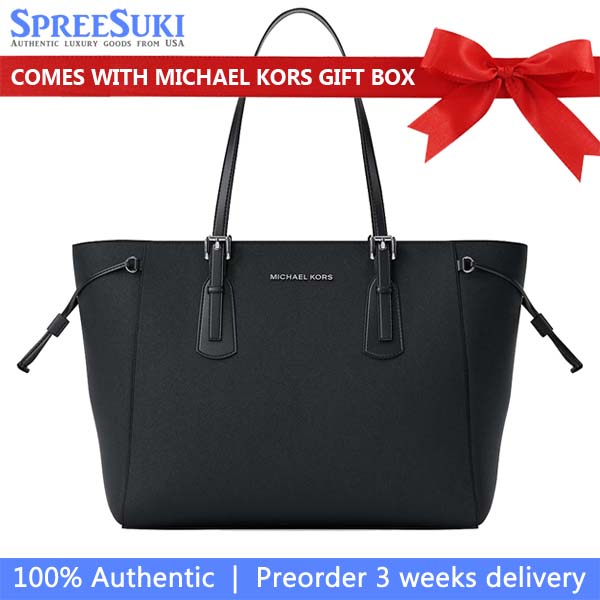 Michael Kors Voyager Large Saffiano Leather Tote Bag Black # 35R6SV6T7L