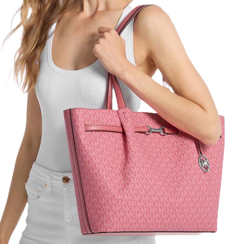 Michael Kors Carson Large Signature Logo Tote Bag Hibiscus Pink # 35R6S2ZT9V