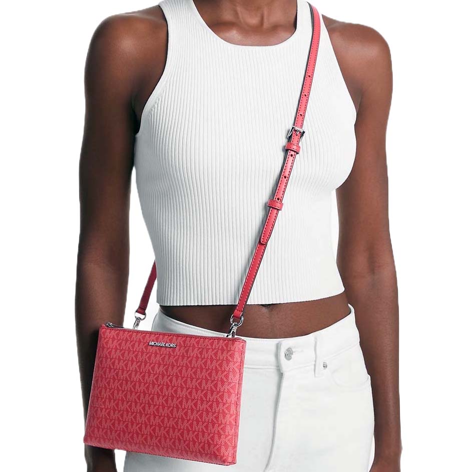 Michael Kors Charlotte Large Leather And Signature Logo 3-In-1 Tote Bag Hibiscus Pink # 35R3SCFT3T