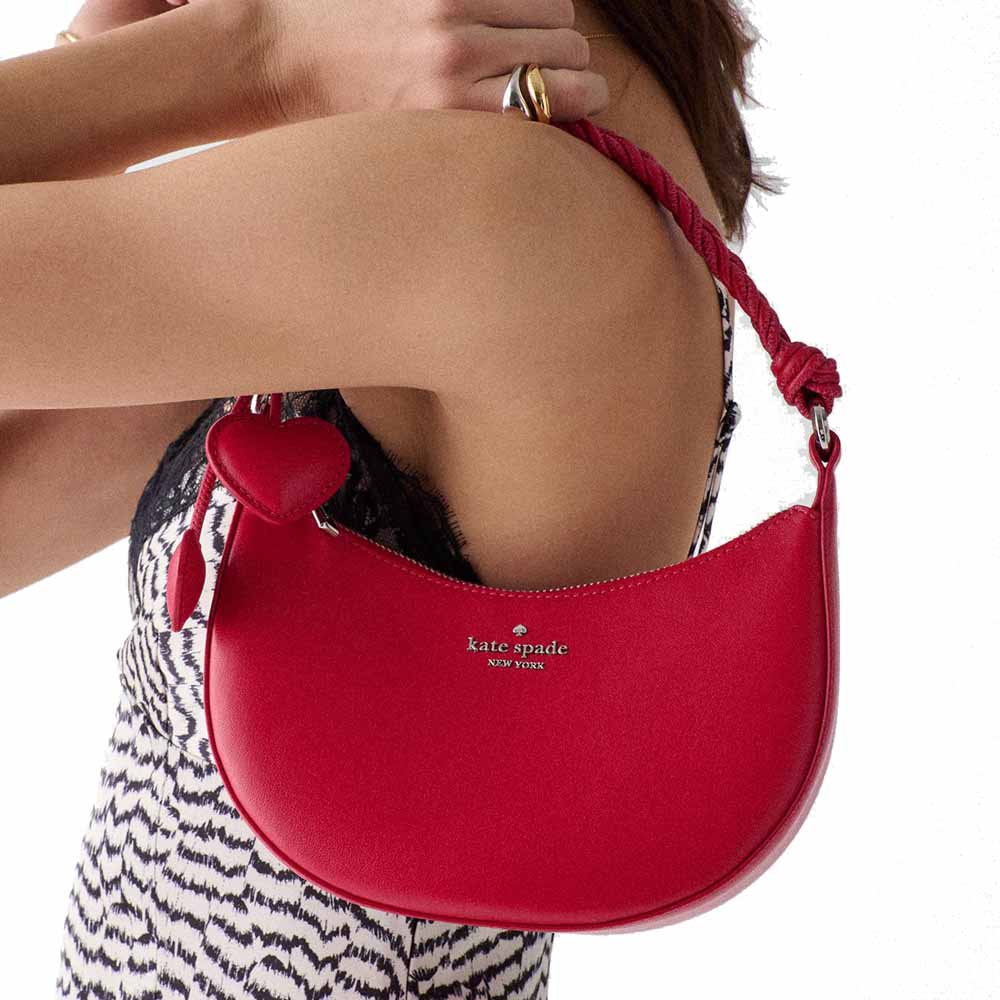 Kate Spade Nova Braided Strap Shoulder Bag Cherry Rouge Dark Red # KN610